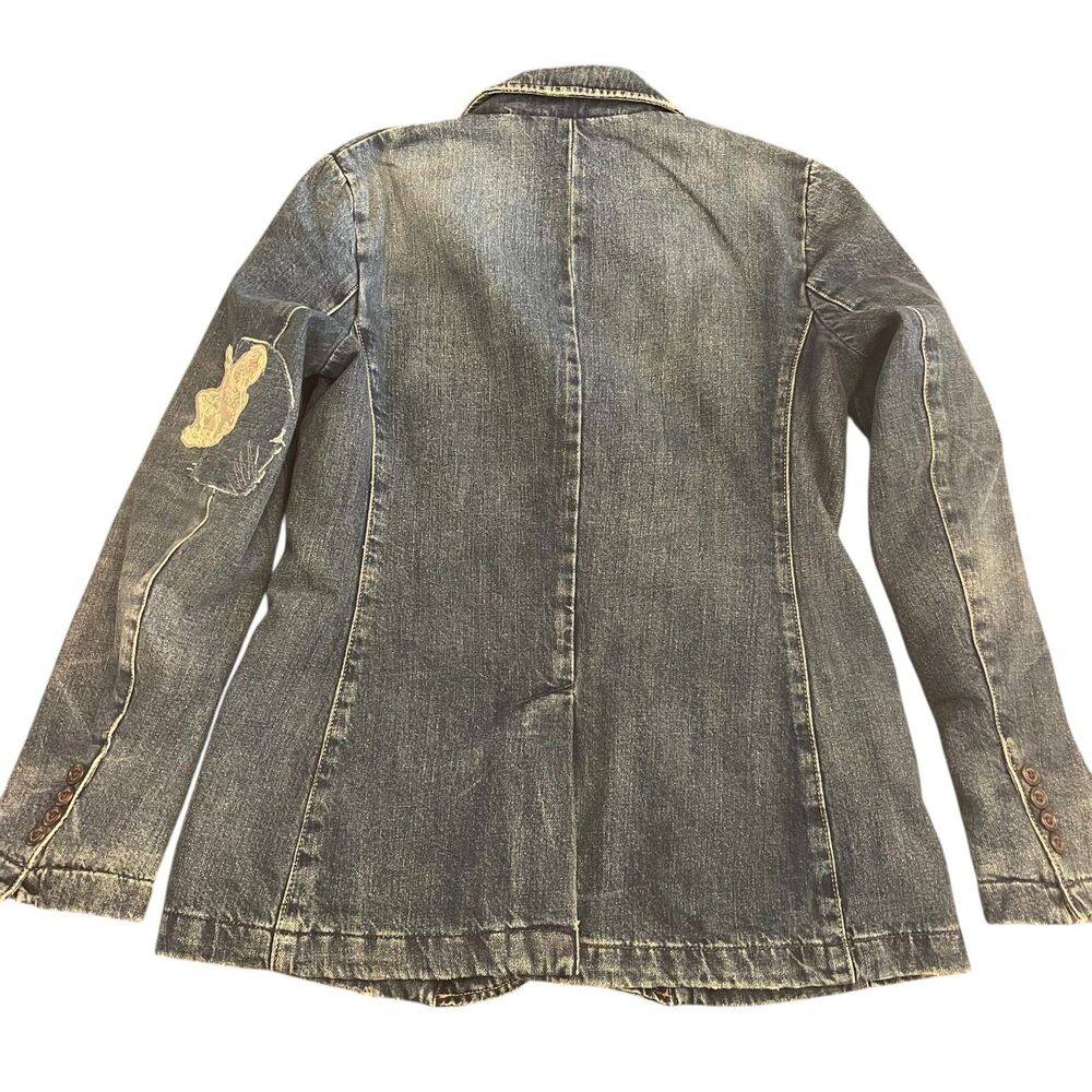 Lauren Ralph Lauren Womens Blazer Jean Jacket Sz 2 Embellished Lace Insulated - Picture 11 of 16